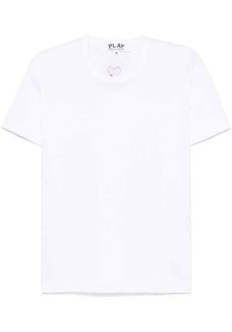 red emblem t-shirt unisex white COMME DES GARÇONS PLAY | AX-T340-0513